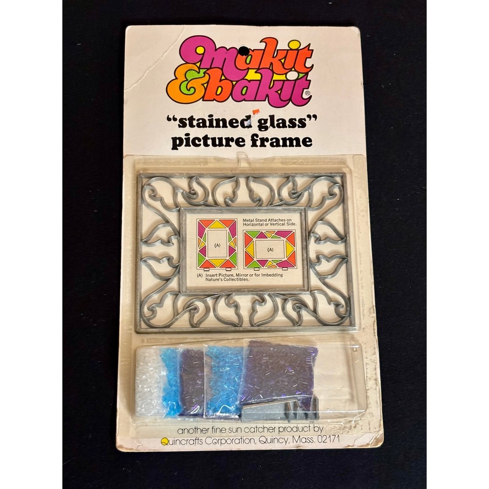 Vintage 1975 NOS Makit & Bakit Stained Glass Picture Frame Suncatcher Kit Sealed